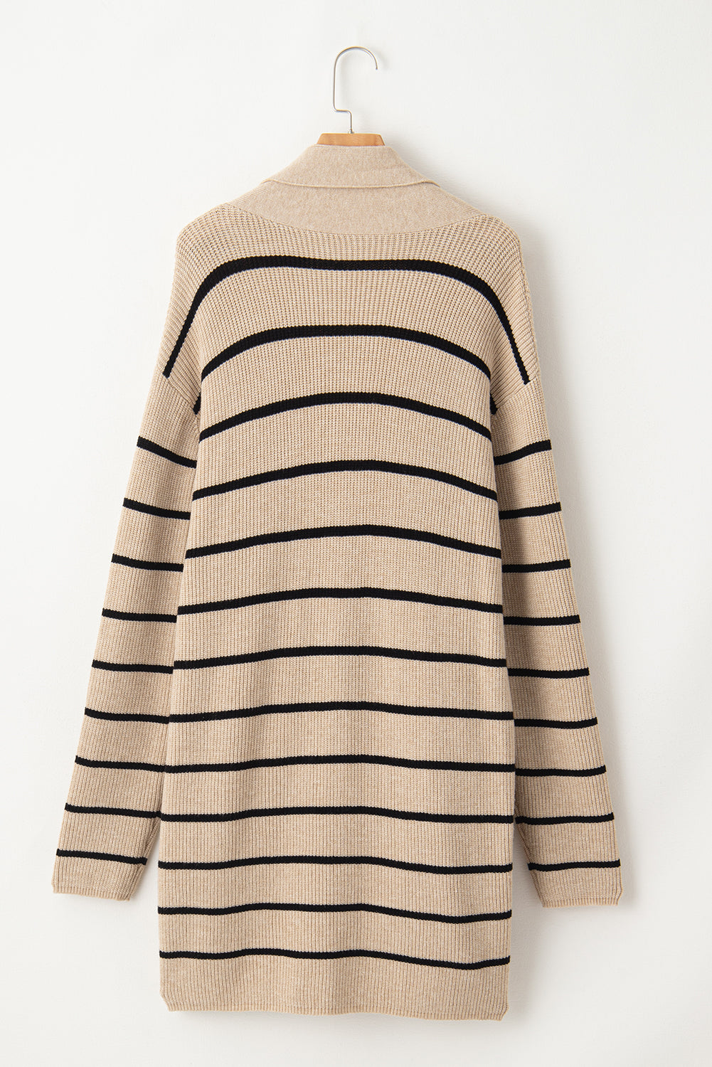 Black Stripe Open Cardigan with Pockets. GCollection