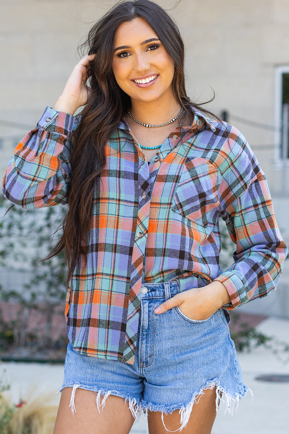 Orange Plaid  Vintage Shirt. GCollection