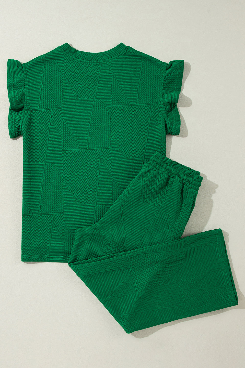 Dark Green Top and Cropped Loose Pants Set. GCollection