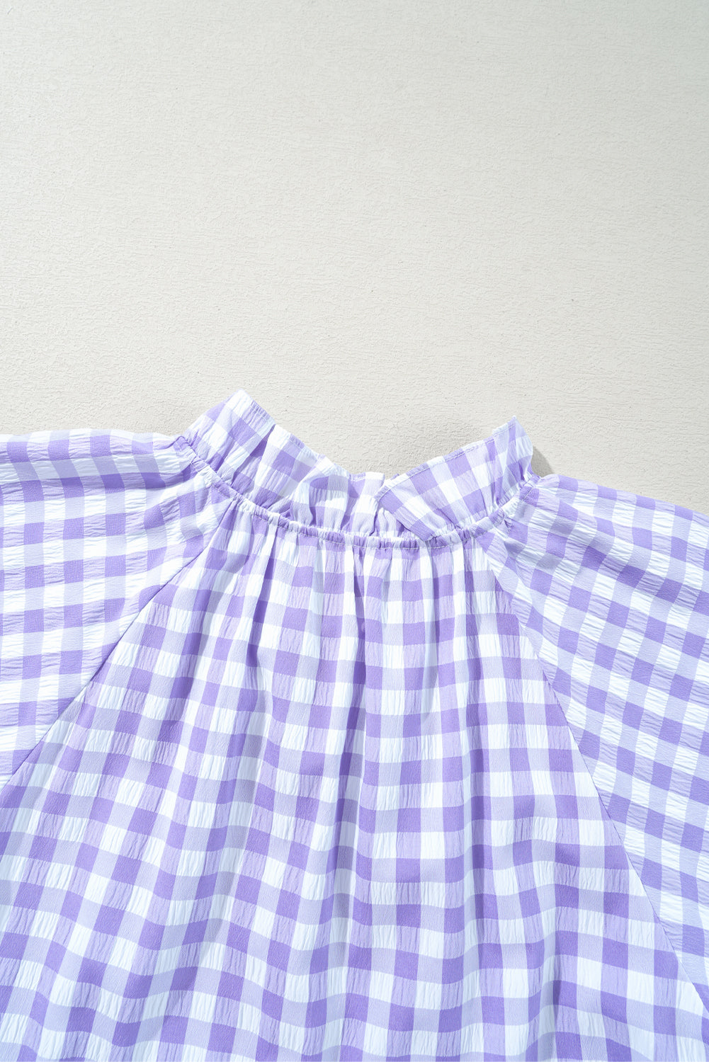Plaid Ruffle Wide Short Sleeve Babydoll Mini Dress. GCollection