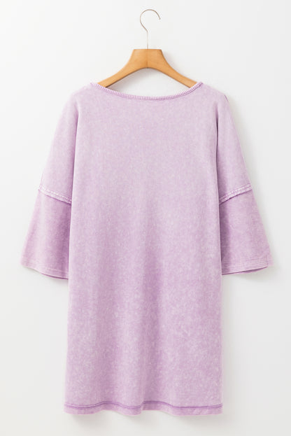 Mineral Wash Drop Sleeve Patchwork Tee. PSCollection