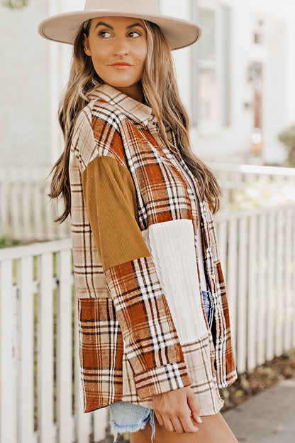 Orange Plaid Color Block Shacket. GCollection