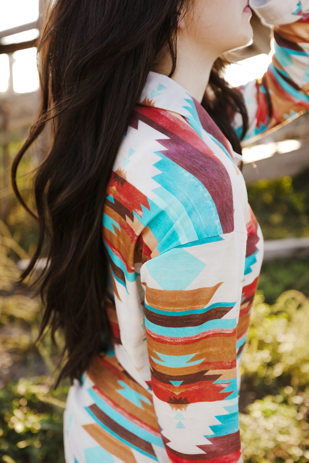 Aztec Print Long Sleeve Shirt. GCollection