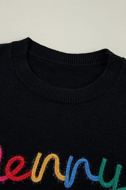 Black Colorful Merry & Bright Sweater. GCollection