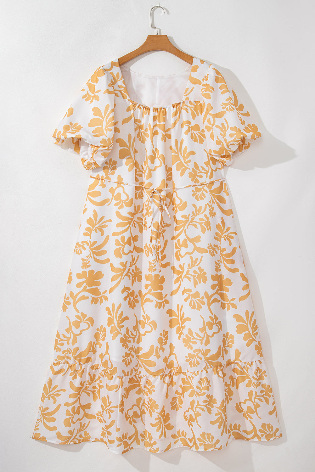 Apricot Floral Print Maxi Dress. PSCollectio