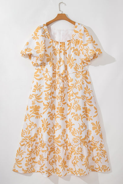 Apricot Floral Print Maxi Dress. PSCollectio