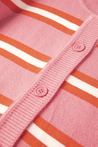 Pink Stripe Cardigan Sweater. GCollection