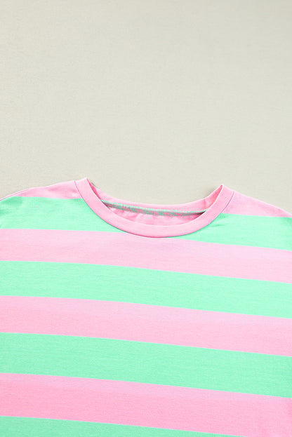 Pink Stripe Colorblock  Loose Tee. GCollection