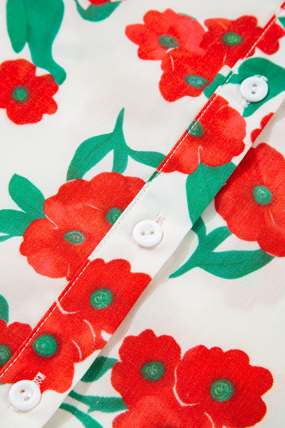 Red Floral Print Ruffled Puff Sleeve. GCollection