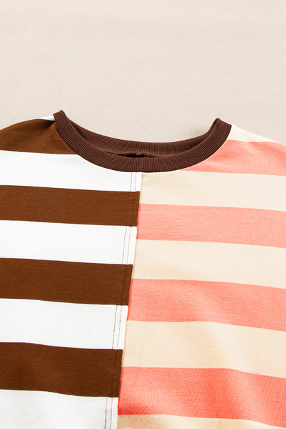 Brown Stripe Pullover Sweatshirt. GCollection