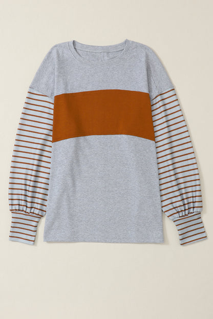 Gray Colorblock Striped Top. GCollection