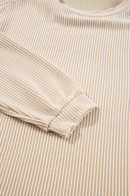 Corded Knit Long Sleeve Top and High Waist Shorts Set. GCollection