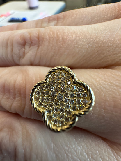 14K solid gold flower ring