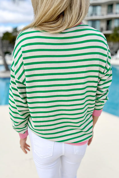 Bright Green Striped Long Sleeve Top. GCollection