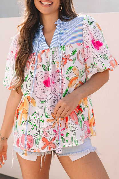 Multicolour Floral Print Sleeve Blouse. GCollection