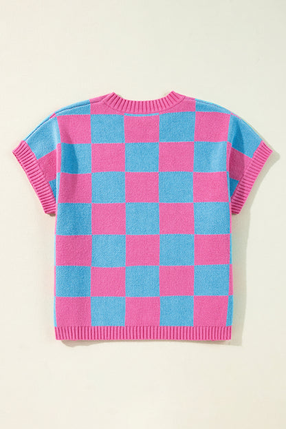 Sachet Pink Colorblock Plaid Pattern Top. GCollection