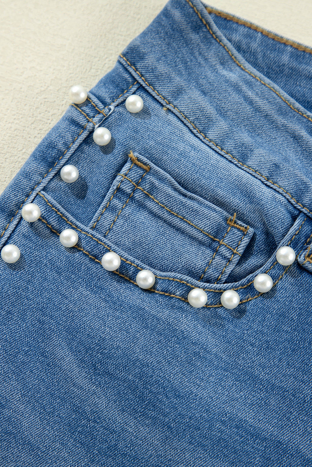 Dusk Blue Pearl Boot Cut Denim Jeans. GCollection