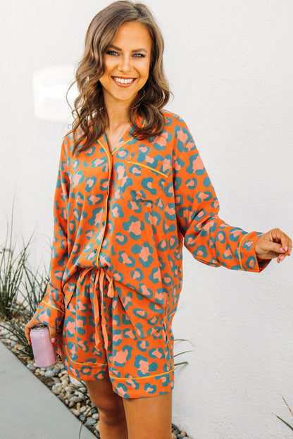 Orange Leopard Print Pajama Set. GCollection