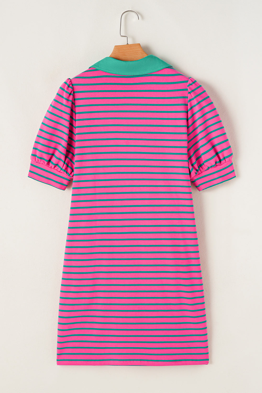 Pink Stripe Collared V Neck T Shirt Dress. GCollection