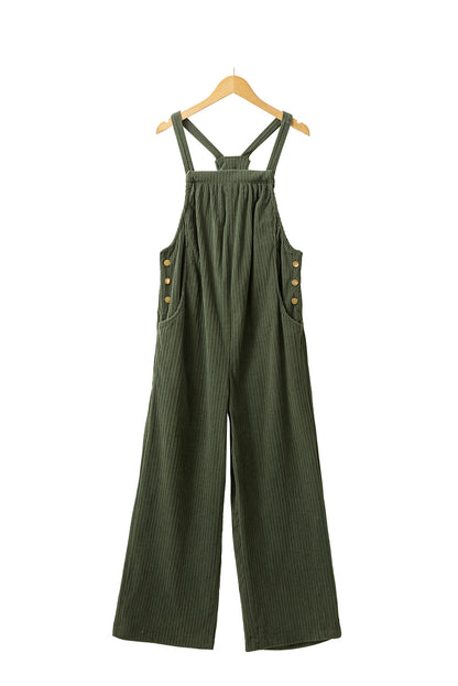 Jungle Green Solid Pocketed Loose Fit Corduroy Overall. GCollection