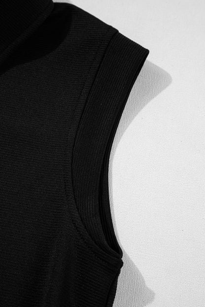 Black Solid Color Sleeveless Mini Dress. GCollection