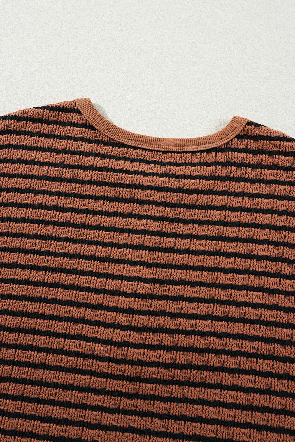 Brown Stripe Textured Long Sleeve Top. GCollection