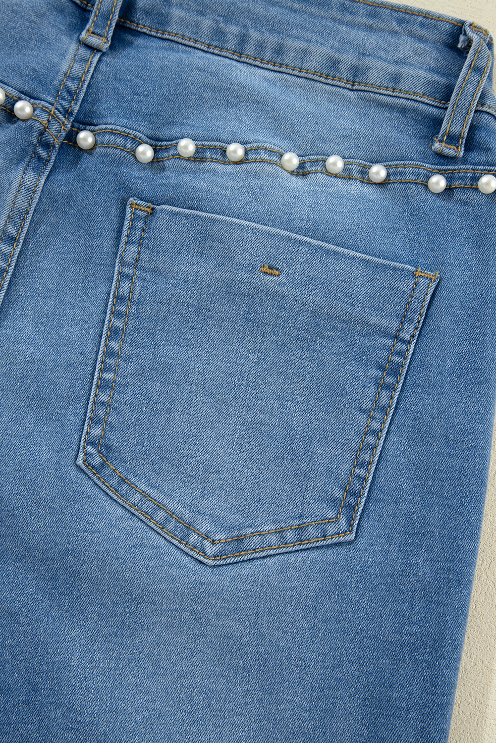 Dusk Blue Pearl Boot Cut Denim Jeans. GCollection