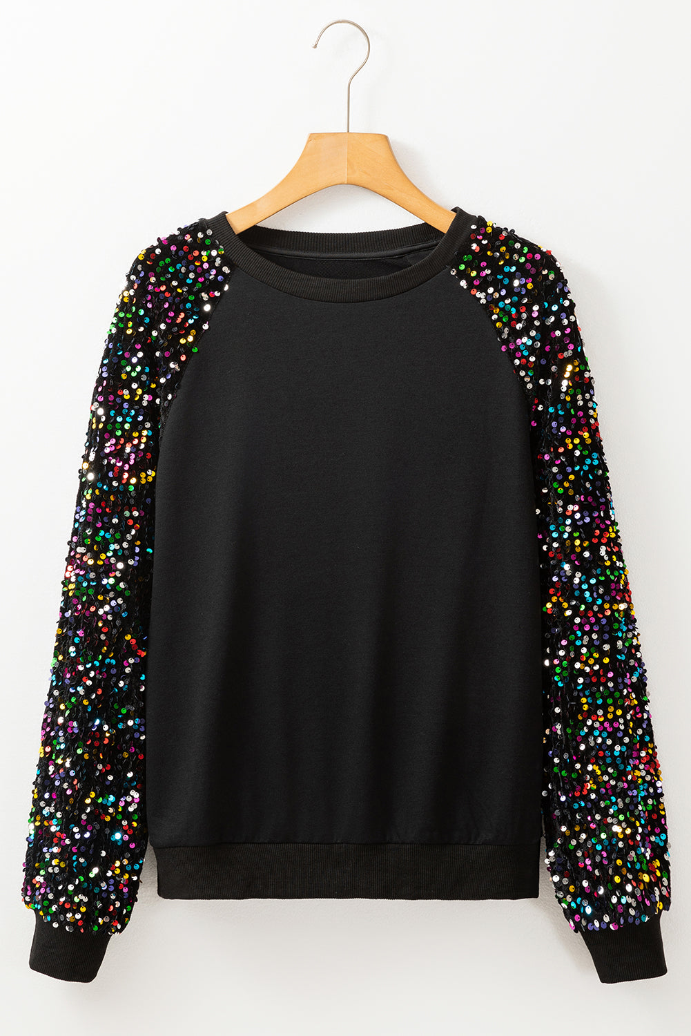 Black Sequin Pullover Sweatshirt. GCollection