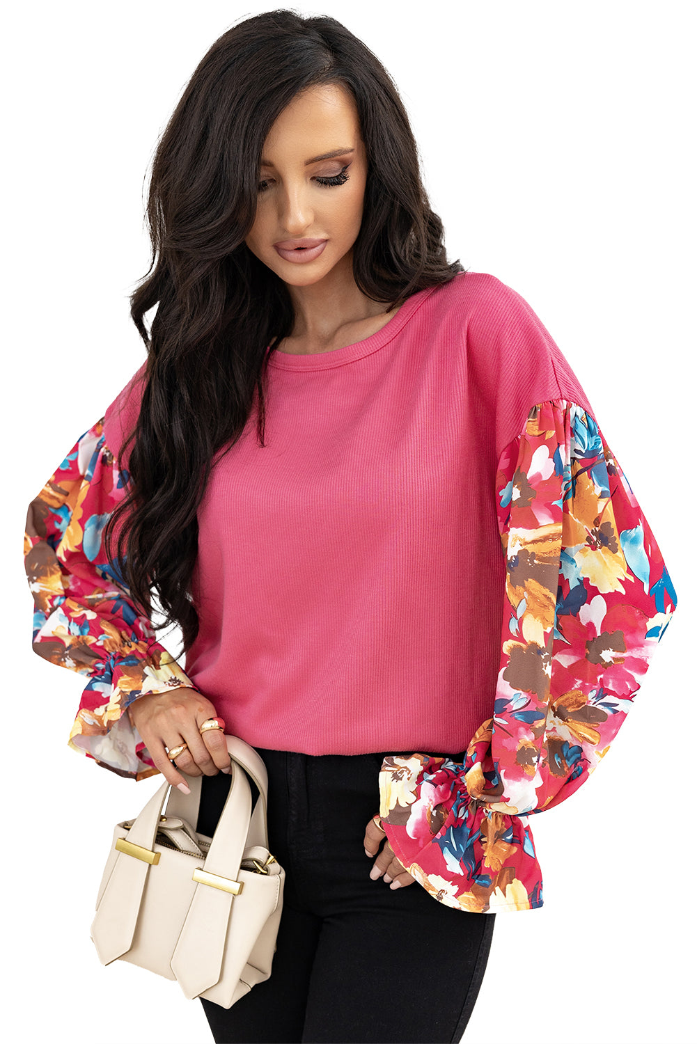 Pink Ruffled Sleeve Top