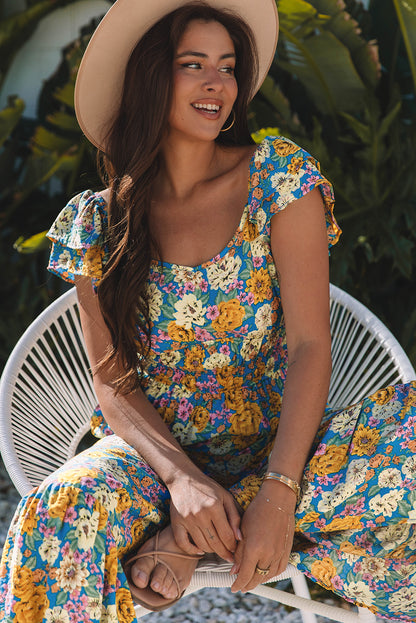 Yellow Floral High Waist Jumpsuit. GCollection