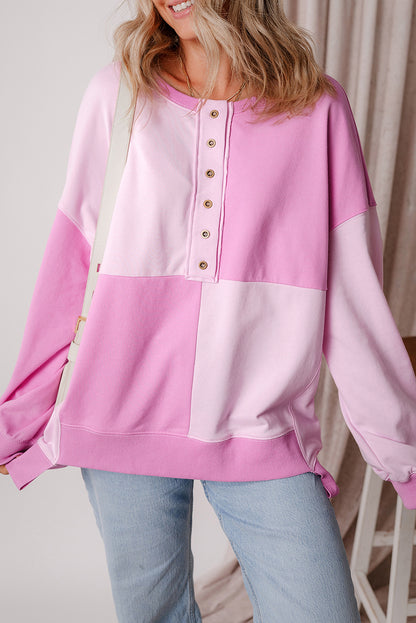 Pink Colorblock Oversize Sweatshirt. GCollection