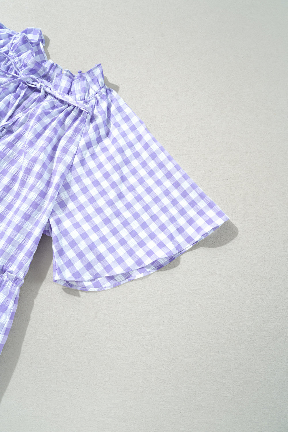 Plaid Ruffle Wide Short Sleeve Babydoll Mini Dress. GCollection