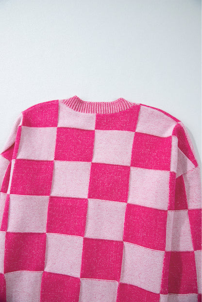 Pink Checkered Cardigan. GCollection