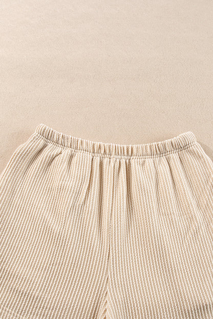 Corded Knit Long Sleeve Top and High Waist Shorts Set. GCollection