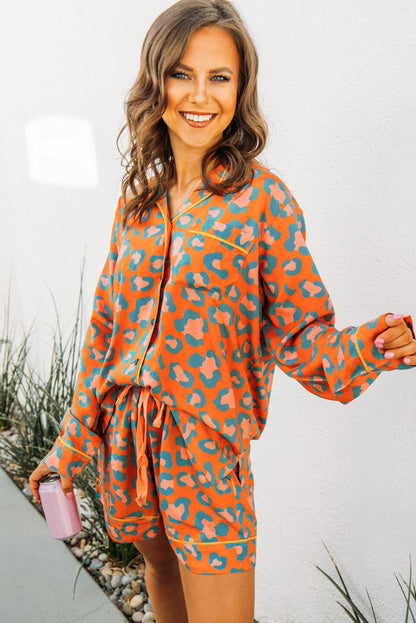 Orange Leopard Print Pajama Set. GCollection