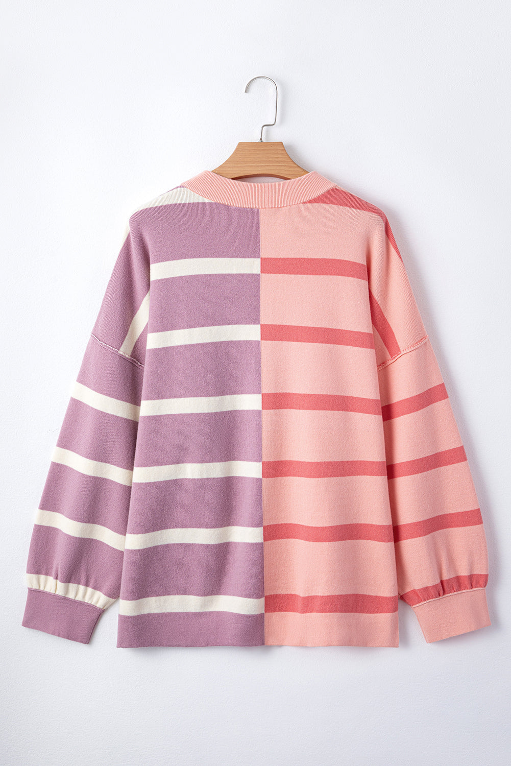 Pink Stripe Colorblock Oversized Sweater. GCollection