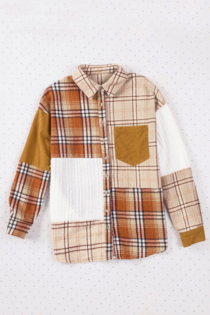 Orange Plaid Color Block Shacket. GCollection