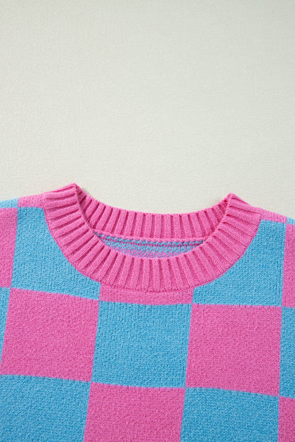 Sachet Pink Colorblock Plaid Pattern Top. GCollection