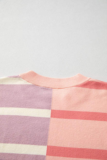 Pink Stripe Colorblock Oversized Sweater. GCollection