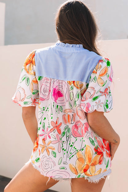 Multicolour Floral Print Sleeve Blouse. GCollection