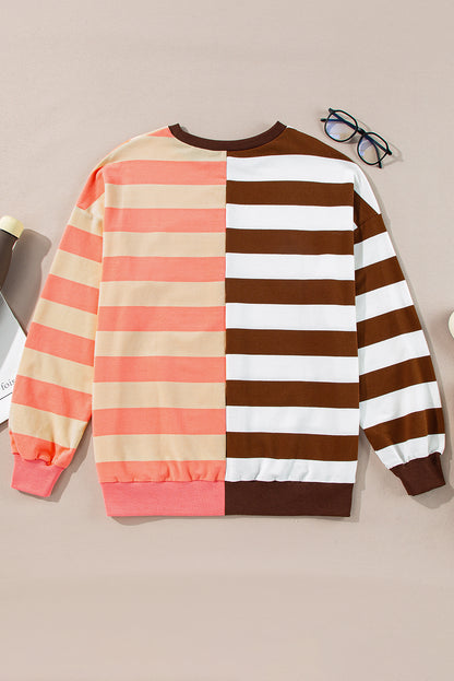 Brown Stripe Pullover Sweatshirt. GCollection