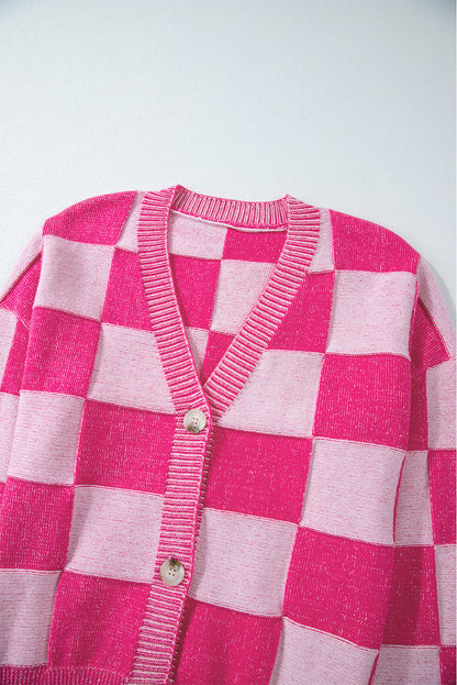 Pink Checkered Cardigan. GCollection