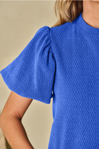 Blue Solid Textured Blouse. GCollection