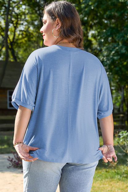 Sky Blue Leopard Print Plus Size Shirt. PSCollection