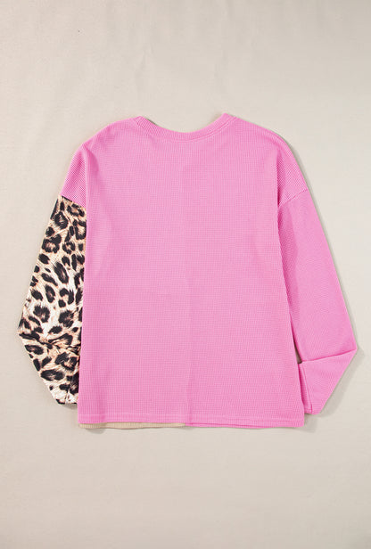 Leopard Colorblock Waffle Knit Top. GCollection