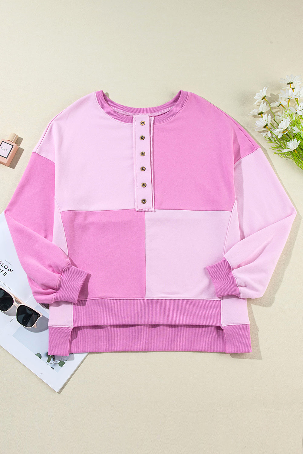 Pink Colorblock Oversize Sweatshirt. GCollection