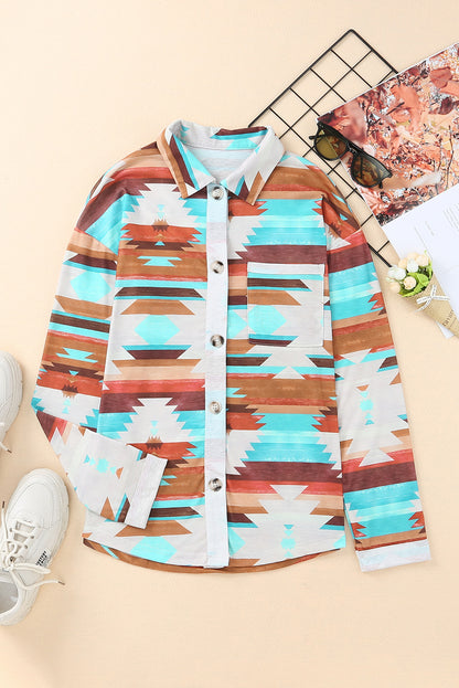 Aztec Print Long Sleeve Shirt. GCollection