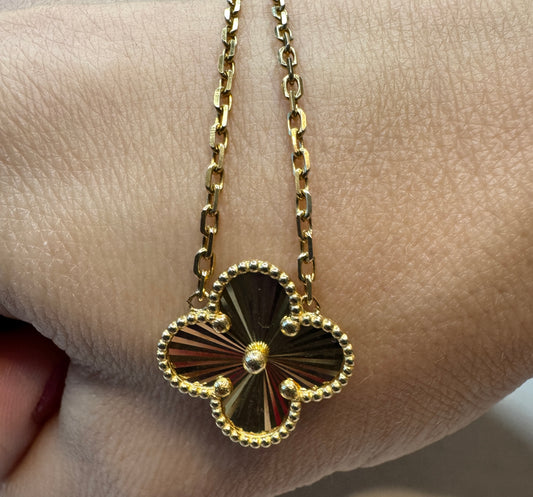 14K solid gold clover necklace