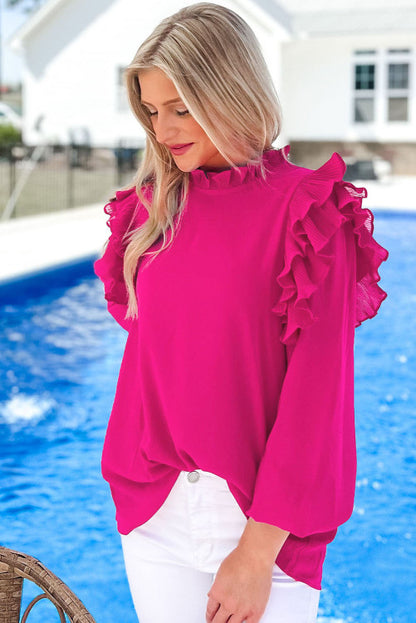 WS. Rose ruffle trim blouse