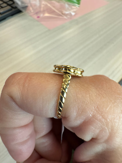 14K solid gold flower ring